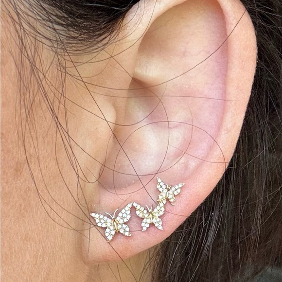 Zofia Day Co Jewelry - 14k Gold and Diamond Butterly Crawlers - SOLD AS A PAIR.